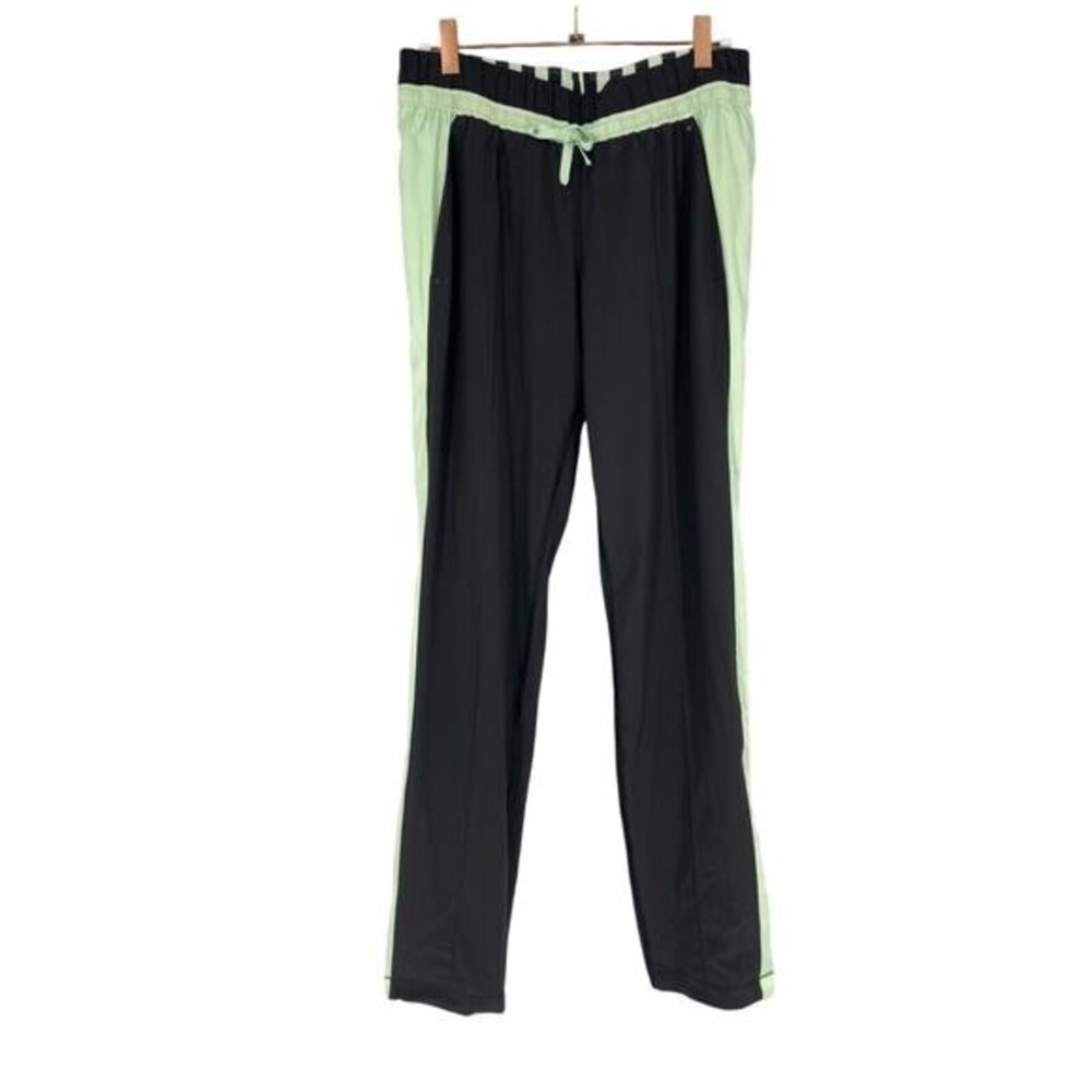 Lululemon Track Pants Black Mint Green Stripe Drawstring Athletic Jogger Track